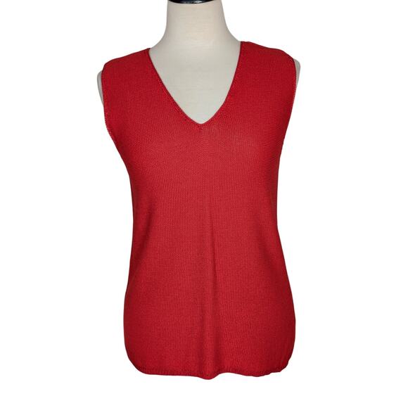 Vintage Chico's Design Size 2 / Large Red Sleeveless V-neck Sweater Vest - Picture 1 of 6